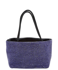 Rhinestone Bucket Shoulder Bag with Chain Strap 6687 ROYAL BLUE